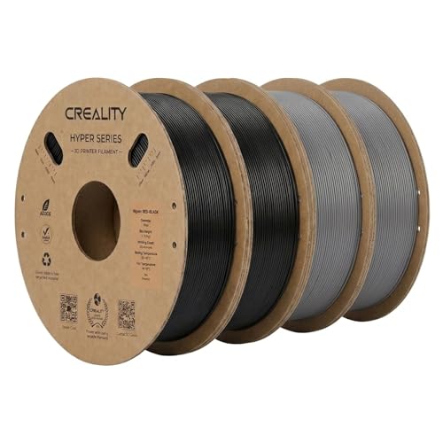 Image of Creality ABS Filament 1.75mm 1KG, High-Speed 3D Printer ABS Filament Up to 350mm /s,Odorless Non-Toxic and Without Stringing or Clogging, Fit Most FDM 3D Printers, Black*2+Grey*2