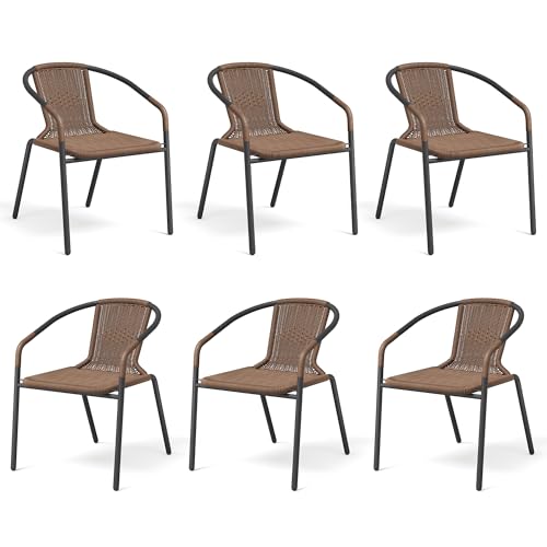UDPATIO Rattan Outdoor Dining Chairs Set of 6