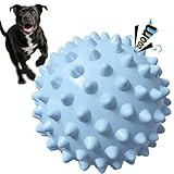 Apasiri Dog Toy Squeaky Ball – Interactive Spiky Ball with Bacon Flavor, Indestructible Tough Rubber Dog Toy, 3.5'' for Medium & Large Dogs – Christmas & Party Gifts for Dogs - Blue