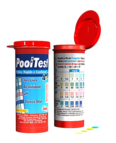 HidroAll Kit Pooltest 4 em 1 para Análise de Piscinas - 50 tiras