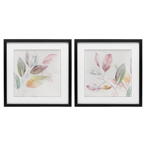 Stupell Industries Botanical Light Leaves 2 Piece Black Framed Print
