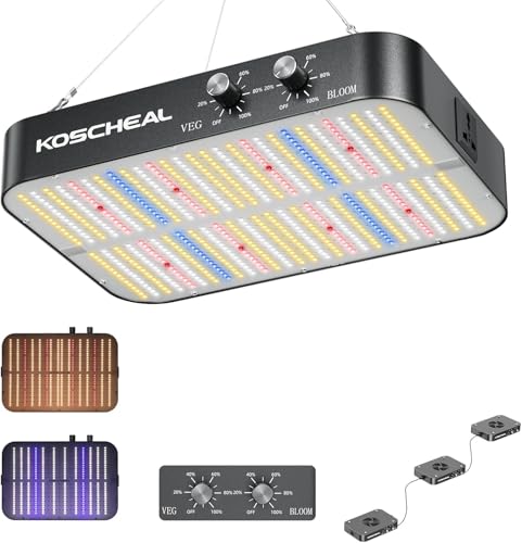 KOSCHEAL 2025 Upgrade KC1600 LED Pflanzenlampe dimmbar: 3 Modi (Veg, Bloom, Veg+Bloom), 0-100{c596316882abe617a0e167dfa1eae02788f2ac6475a9b035555c9c180c14b5b8} Dual-Dimming grow lampe, 2.9μmol/J PAR, Daisy Chain Funktion,Integrierter Lüfter (Leise) KOSCHEAL 2025 Upgrade KC1600 LED Pflanzenlampe dimmbar: 3 Modi (Veg, Bloom, Veg+Bloom), 0-100{c596316882abe617a0e167dfa1eae02788f2ac6475a9b035555c9c180c14b5b8} Dual-Dimming grow lampe, 2.9μmol/J PAR, Daisy Chain Funktion,Integrierter Lüfter (Leise)