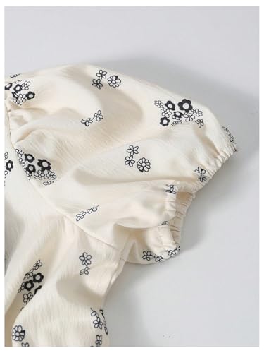 Verdusa Girl's Cute Bow Floral Princess Dress Puff Sleeve A Line Tiered Flowy Dresses4