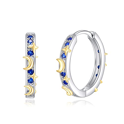 Star Hoop Earrings Moon And Star Earrings For Women Silver Hoop Earrings Jewelry Gifts For Women Girls #TOP28