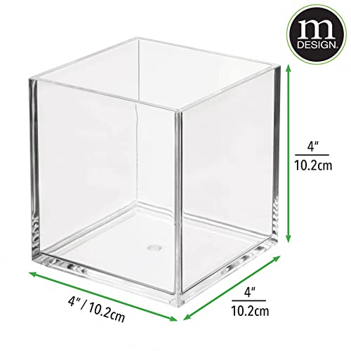 Mdesign Square Home Office Storage Organizer Container Bin For Cabinet, Drawers, Desk, Workspace - Holds Pens, Pencils, Highlighters, Notebooks - Prism Collection - 3 Pack - Clear #TOP3