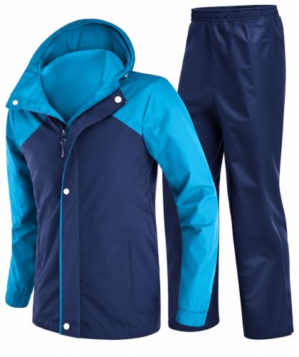 Image of Mens Raincoat Suit with Pant Set Vivaure Series | Waterproof Lightweight Breathable Rain Wear | Elastic Cuff & Waterproof Zipper Raincoat for men waterproof