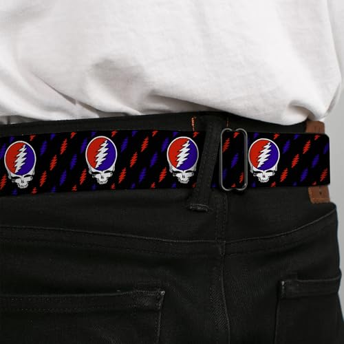 Grateful Dead Seatbelt Buckle Belt, Steal Your Face Mini Lightning Bolt4
