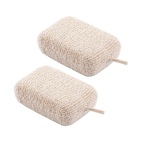 HAMPPLIES 2piezas Esponjas De Ducha Exfoliantes Limpieza Corporal Suave Material Esponja Diseño Colgante Para Baños Diarios y Beige