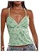 SOLY HUX Women's Y2k Sequin Cami Top V Neck Spaghetti Strap Criss Cross Backless Going Out Tops Party Clubwear Green Small