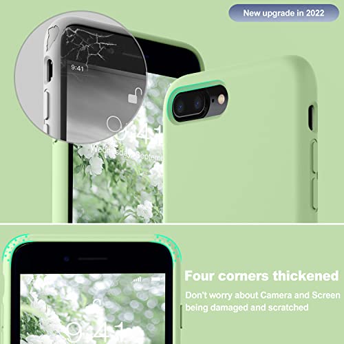 Vooii For Iphone 8 Plus Case, Iphone 7 Plus Case, Soft Silicone Gel Rubber Bumper Case Microfiber Lining Hard Shell Shockproof Full-Body Protective Case Cover For Iphone 7 Plus /8 Plus - Matcha #TOP1