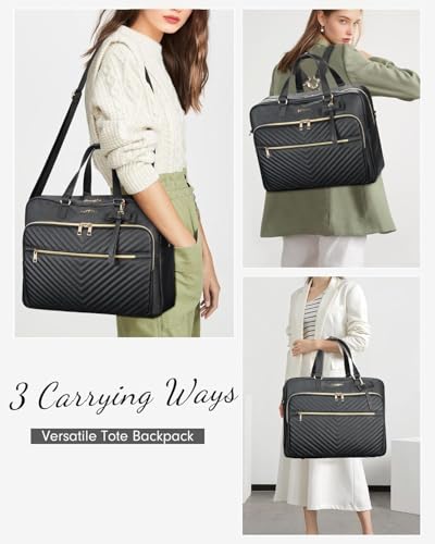 Taygeer 17 Inch Laptop Bag for Women, Convertible Backpack Tote Large Laptop Tote Bag for Women, Waterproof Leather Briefcase Backpack, Professional Shoulder Computer Handbags for Work Office Business - Image 3