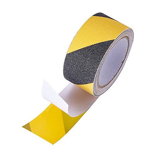 Anti Slip Safety Tape, 100mm*5m Hazard Caution Tape, Strong Grip Abrasive Tape for Indoor Outdoor Walkway Stairs Steps (Yellow&Black)