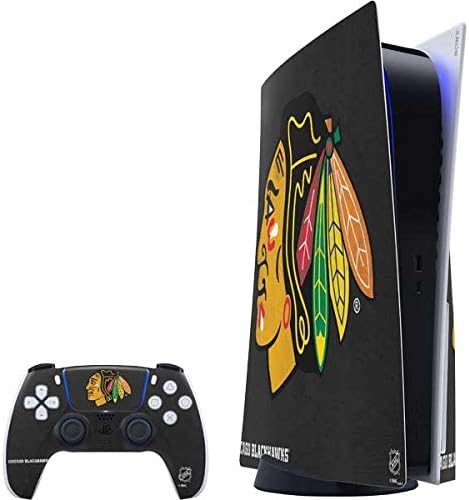 Skinit Decal Gaming Skin Compatible with PS5 Bundle - Officially Licensed NHL Chicago Blackhawks Distressed Design