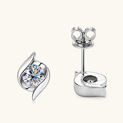Moissanite Stud Earrings, D Color VVS1 Clarity Brilliant 925 Sterling Silver Stud Earring for Women or Men Birthday Jewelry Gifts3