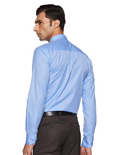 Image of Hang & Wear Men's Plain Regular fit Formal Shirt (MS-06B- Blue 38)