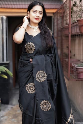 Image of SGF11 Women's Kanjivaram Soft Silk Saree With Unstitched Blouse Piece