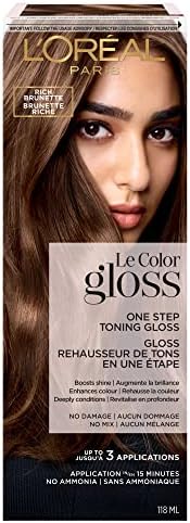 L'Oreal Paris Le Color One Step Toning Hair Gloss, Rich Brunette, 4 Ounce