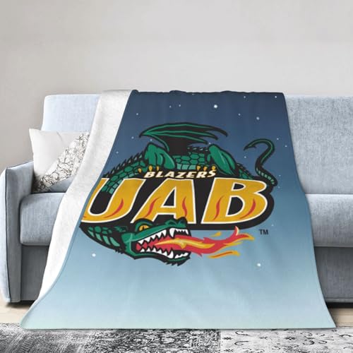 Fsugnioe UAB Blazers Logo Fleece Blanket Very Soft Microfiber Flannel Blanket for Couch Warm and Cozy for All Seasons