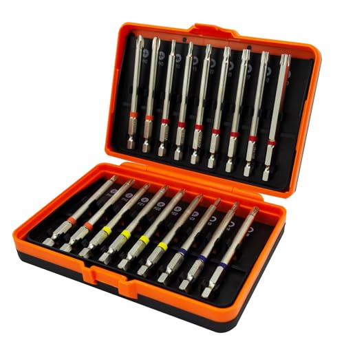 18-teiliger erweiterter Schraubendreherbitsatz 90 mm CRV 1/4 Zoll Sechskantschaft-Schraubendreherbits T4 T40 magnetische Schlagschrauberbits Schlagschrauberbits mit Halter
