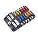 12-Way Fuse Block With ground, 12 Circuit ATC/ATO Fuse Box Holder with negative bus, Protection Cover & LED Light Indication, Bolt Terminals, 70 pcs Stick Label, For Auto Marine, Boat,With 24 pcs Fuse