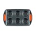 Rachael Ray Yum-o! Nonstick Bakeware Oven Lovin’ Cups Muffin Pan, 6-Cup, Gray with Orange Handles
