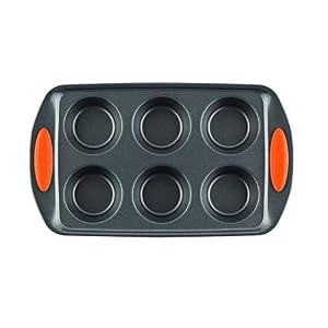 Rachael Ray Yum -o! Nonstick Bakeware 6-Cup Muffin Tin With Grips / Nonstick 6-Cup Cupcake Tin With Grips - 6 Cup, Gray Rachael Ray Yum o Nonstick Bakeware 6 Cup Muffin Tin With Grips Nonstick 6 Cup Cupcake Tin With Grips 6 Cup Gray