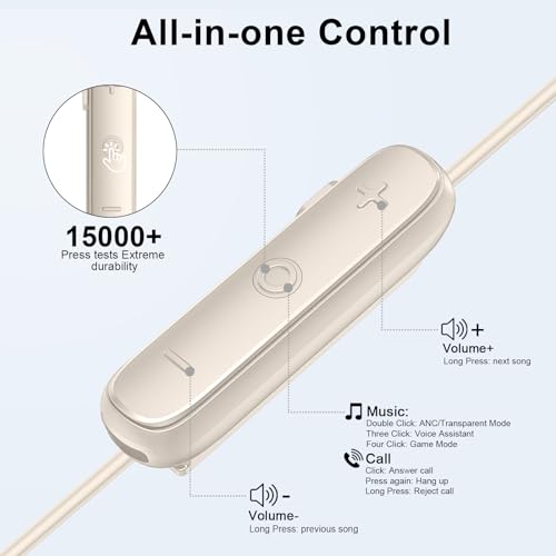 Auriculares Inalámbricos, ANC Auriculares Inalámbricos Bluetooth 5.4, Modo de juego Baja Latencia auriculares bluetooth, Cancelación de Ruido ENC Con 4 Mics,18H cascos inalambricos HiFi Estéreo IP7 - imagen 8