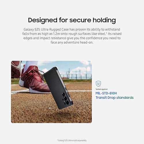 Image of Samsung Galaxy S25 Ultra Rugged Phone Case, Protective Cover, Durable Raised Edges, Shockproof, Enhanced Stability, Sleek and Modern Design, US Version, EF-RS938CBEGUS, Black