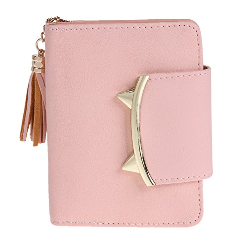 Onemoret mignon oreilles de chat Cuir court Tassel Femme Portefeuille Petite Clutch Trifold femelle Porte-monnaie pour pièces de monnaie pour carte Mini Carteras rose