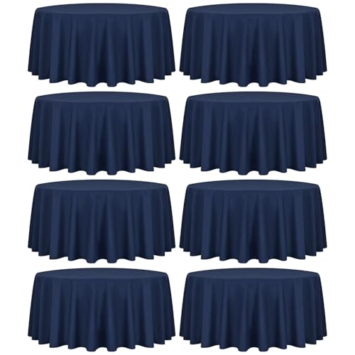 fani 8 Packs Navy Blue Round Tablecloth - 108 Inch, Polyester