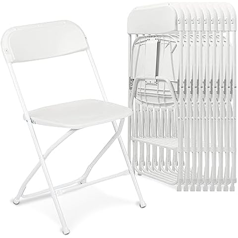 AJP Distributors Folding Chair,Comfortable Event Chair with Back,Portable Stackable Commercial Seat for Indoor and Outdoor,Office,Wedding,Party,Picnic,Kitchen Dining,Patio&Garden(White,10 Pack 650 lb) Cover