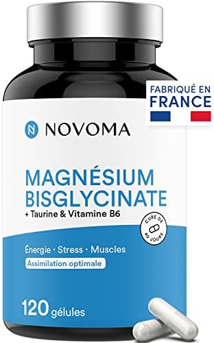 NOVOMA Magnésium Bisglycinate + Taurine & Vitamine B6, Haute Tene...