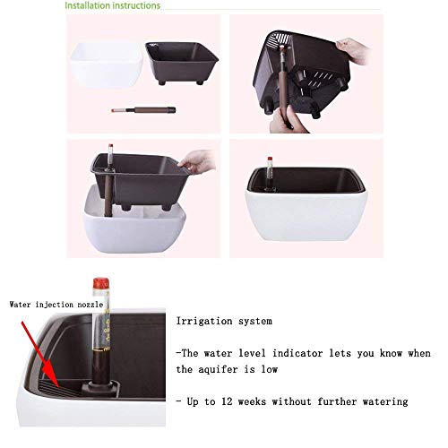 Vencer 10.8 Inch Plastic Square Self Watering Planter,Water Indicator,Modern Decorative Planter Pot For All House Plants Flowers,Herbs,Vegetables,Tropical,White,Vf-049 #TOP4