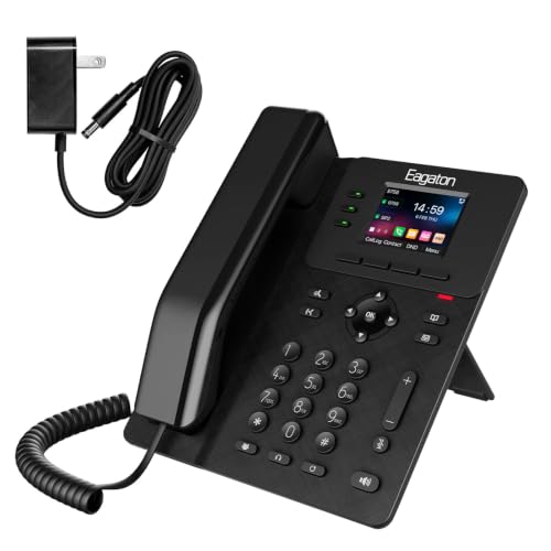 Eagaton T62P 4-Line VoIP Phone (NOT for Landline/RJ11) - 2.4'' Color Display, 6-Way Conference, HD Voice, PoE, Power Adapter Included - Compatible with 8x8 VoIP.ms 3CX