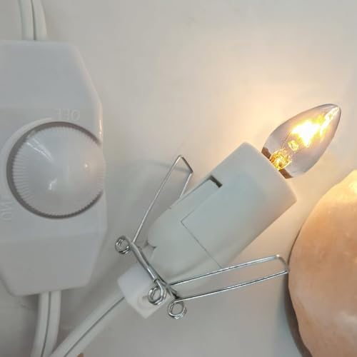 Image of Salt Lamp Cord,Salt Lamp Cord and Base Assembly & Clip for All Himalayan Crystal Salt Lamps -8 Free 15W E12 Base Bulbs for Salt Lamp (White-2P)