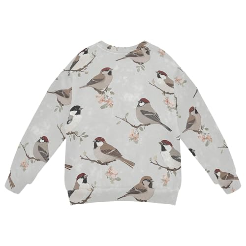 JUNZAN Cute House Sparrow Birds Big Boys Pullover Hoodie Long Sleeve Sweatshirt With Hoodie Camping 4T2