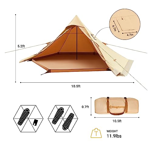 Kingcamp Torino Hot Tent With Stove Jack Wind-Proof Canvas Tent For 4 Seasons Camping Teepee Hot Tent With Snow Skirt Hiking Hunting Luxury Camping Tipi Tent thumb #1