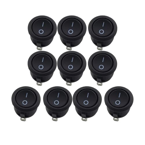 10Pcs SPST Snap-in ON-Off 2 Pin Round Snap Rocker Boat Switch Black AC 250V 6A 125V 10A for Household Appliances Replacement(10pcs Rocker red)