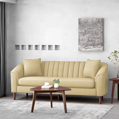 Image of Doraldo 3 Seater Sofa Set for Living Room (Cream) Premium Fabric Sofa