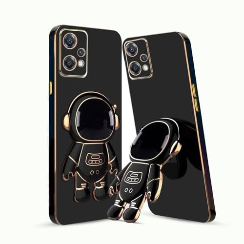 Image of for Realme 9 Pro Plus | Realme 9 / Narzo 50 Pro 5G Case Cute 3D Astronaut Stand Design Camera Protection Shockproof Soft Back Cover for 9 Pro Plus | Realme 9 / Narzo 50 Pro 5G (Black)