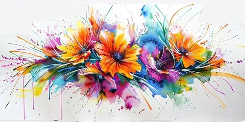 Diamond Painting Fleurs Abstraites 5D DIY grand format 80x160 cm pour kit broderie diamant adulte