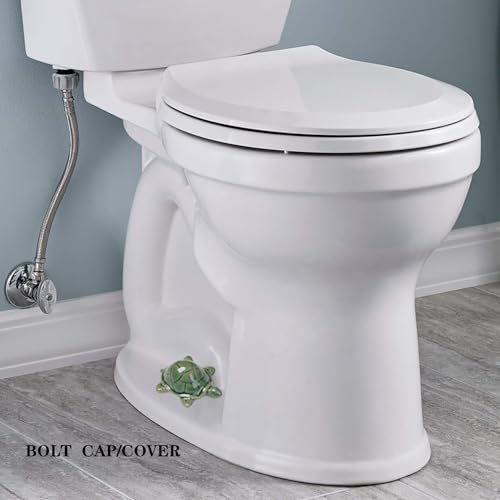Image of ZUNON Toilet Bolt Caps, Decorative Toilet Bolt Covers, Ceramic Cute Frog Covers Toilet Bolts Bathroom Decor Easy Installation Set of 2 (2pcs Green Turtle)