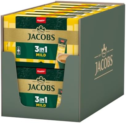 Jacobs 3in1 Mild, Instant Kaffee Sticks, löslicher Bohnenkaffee mit Creamer und Zucker, 12 x 10 Sticks, 120 Getränke