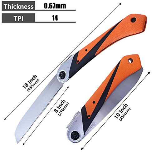 Image of RUITOOL Japanese Pull Saw - 8 inch Foldable Hand Saw with Flexible SK5 Blade, 14TPI, Folding Kataba for Woodworking
