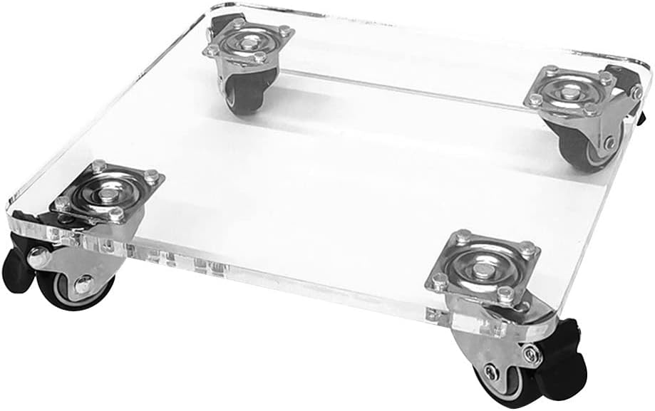 Plant Caddy with Wheels, Transparent Flower Pot Roller Base for Indoor Outdoor(Square,8")