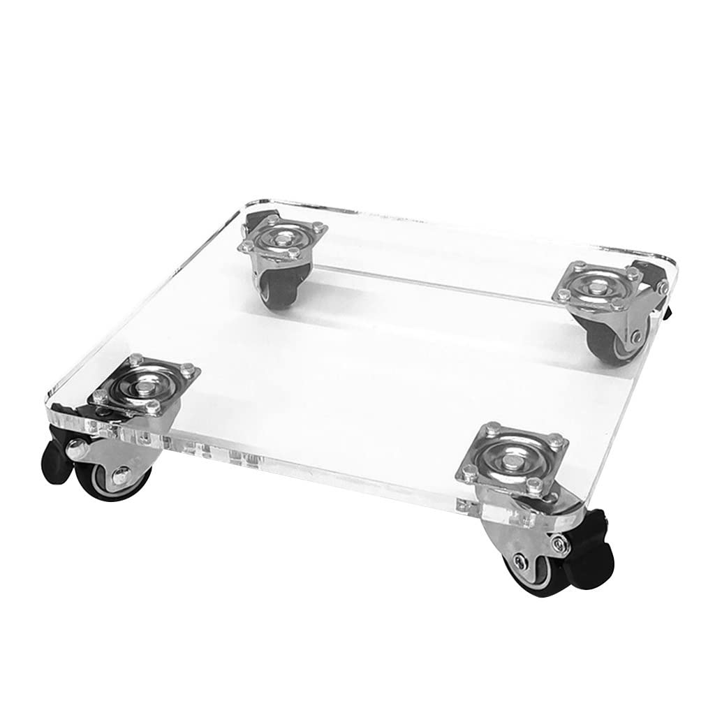 YUANCHUTOP Plant Stand with Wheels, Heavy-Duty Acrylic Caddy on Lockable Casters, Transparent Roller Base for Indoor and Outdoor Use