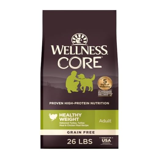 Wellness CORE Healthy Weight Adult Dry Dog Food, Grain Free Kibble, Natural, High Protein, Turkey and Chicken Recipe, 26 lb Bag