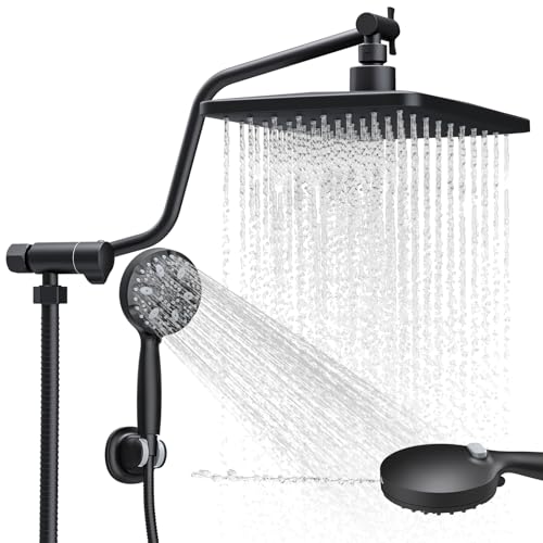 Shineforu Matte Black Shower System with Adjustable Valve &...