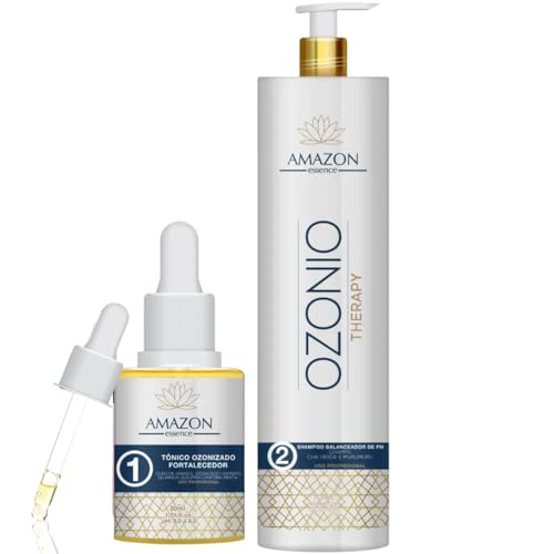 Kit Restauração Capilar com Ozônio Amazon Essence, Tônico Fortalecedor 30ml e Shampoo Balanceador de