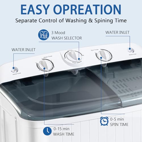 Image of DOGHLY 22lbs Portable Washing Machine, Washer with Drying Rack & 10 Hangers